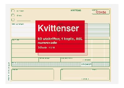 Blankett kvittens  A5L 2X50 numrerad