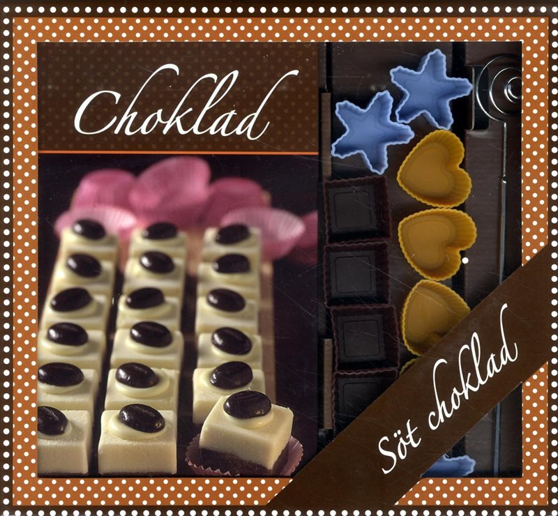 Choklad box - bok, 12 pralinformar & doppspiraler