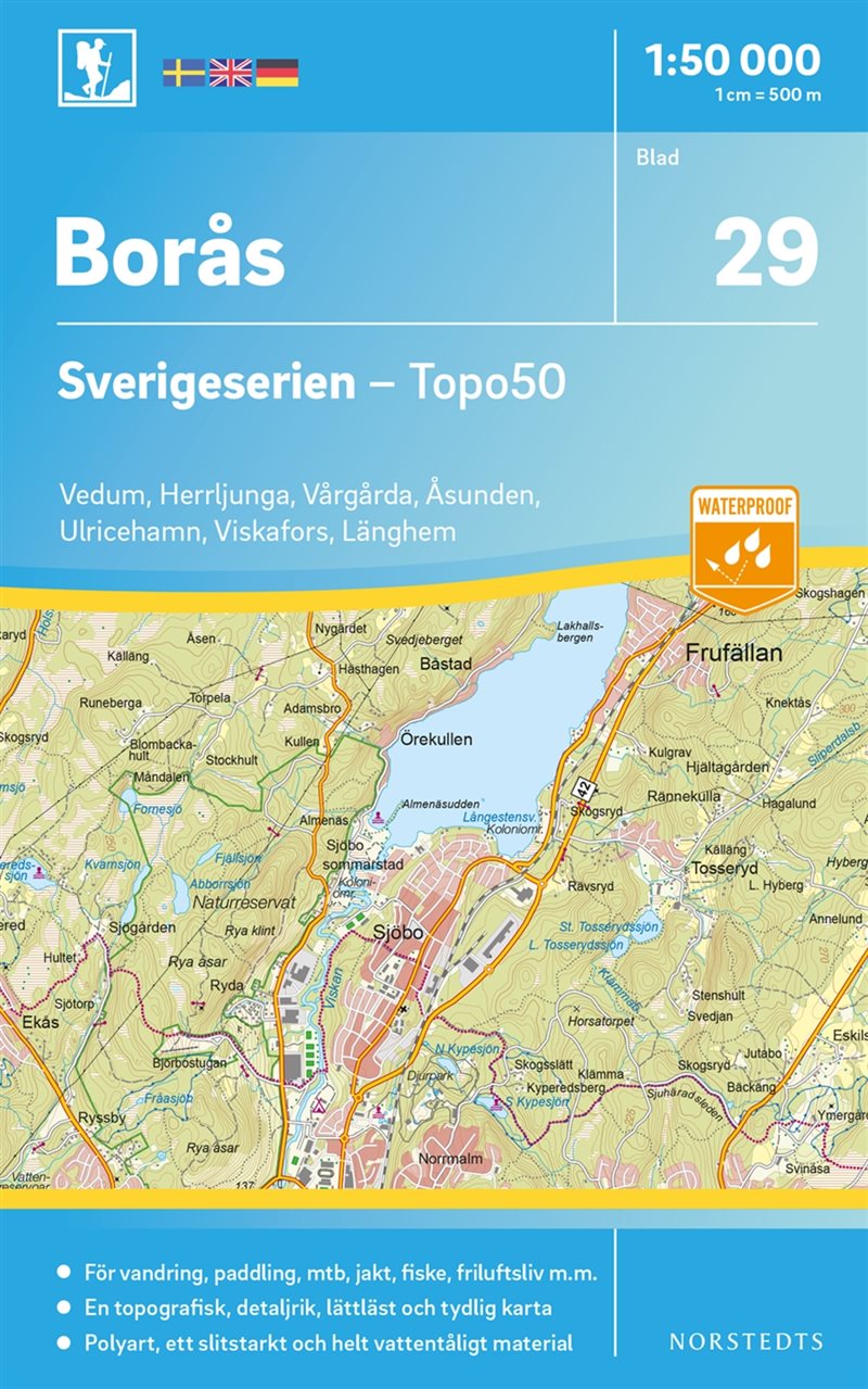 29 Borås Sverigeserien Topo50 : Skala 1:50 000