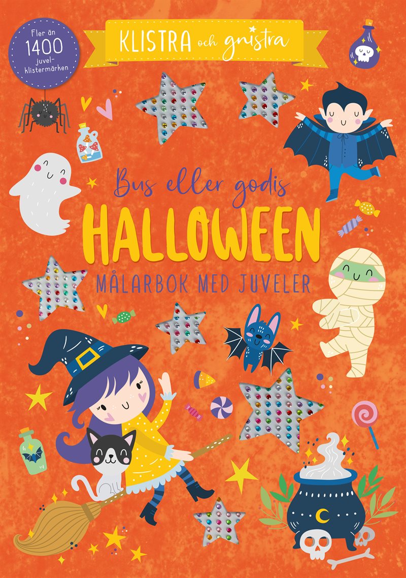 Halloween - Bus eller godis : Målarbok med juveler