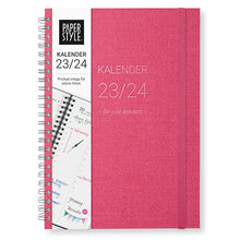 Skolkalender Paperstyle A5 2023-24 Newport vecka /uppslag Dotted Raspberry sorbet